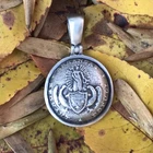 Sterling Silver Confederate ARKANSAS State Seal Button Civil War Relic Pendant