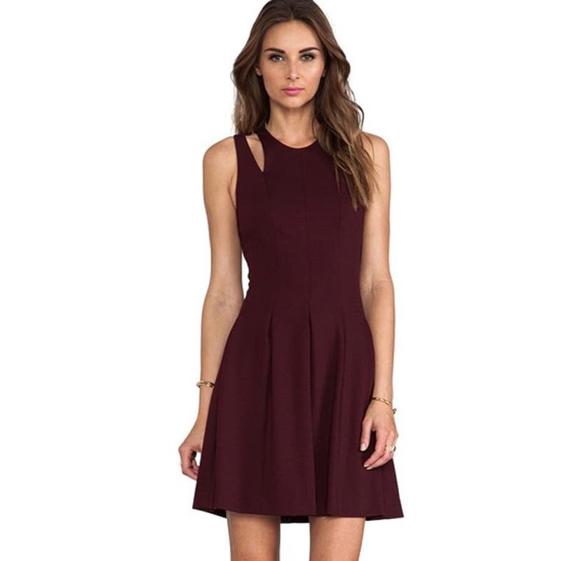 Rebecca Taylor Runway Ponte Cut Out Dress- Burgundy Size: 4