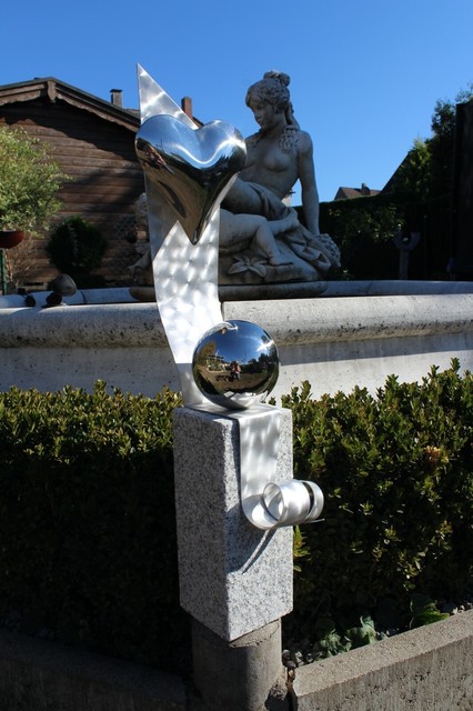 Garten Skulptur Edelstahl Herz Granit Handarbeit Gunstig Kaufen Ebay