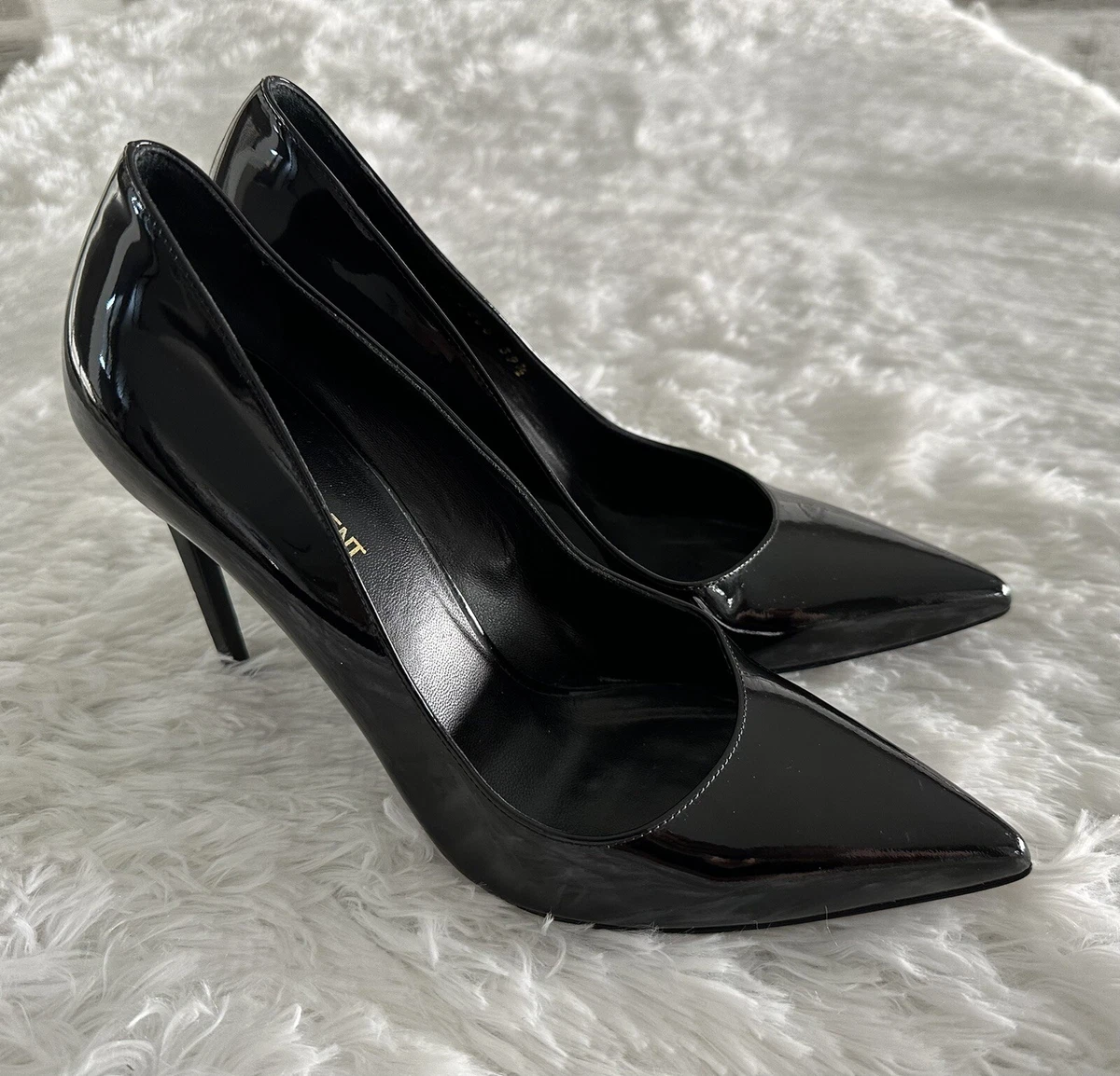 Saint Laurent YSL Anja Black 110 Patent Leather Pumps Shoes Italy