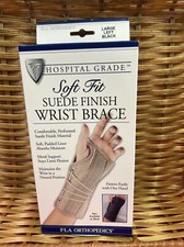 FLA Soft Fit Suede Finish Wrist Brace Black Left Hand Large Carpal Tunnel NIB
