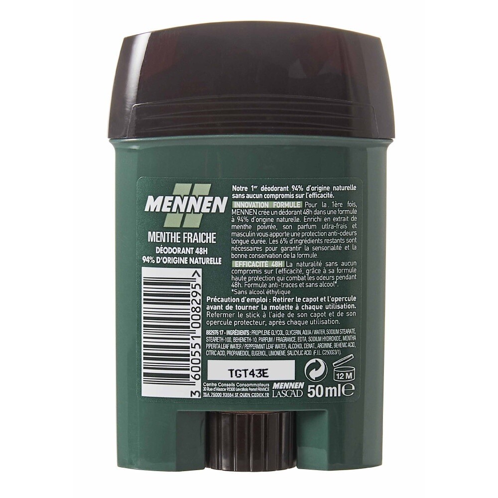 Lot De 3 Déodorants Stick MENNEN Menthe Fraîche - 50 Ml Chacun - Pour Homme - Fabriqué En France