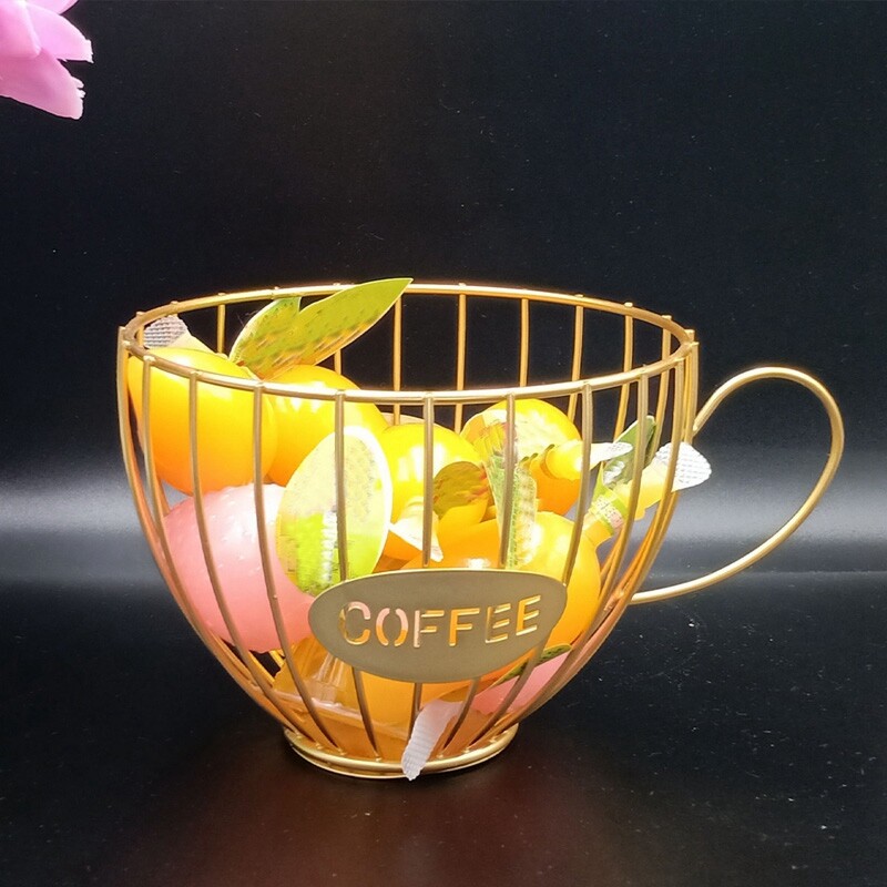 Kaffeekapsel-Aufbewahrungskorb | Vintage-Design In Tassenform | Für Bis Zu 60 Kapseln | Aus Eisen, Rostfrei