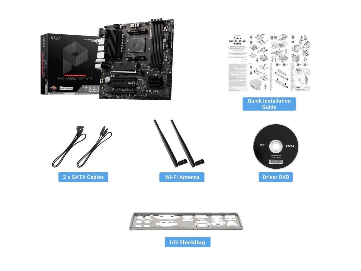 MSI PRO PRO B550M-VC WIFI AM4 AMD B550 SATA 6Gb/s MATX AMD