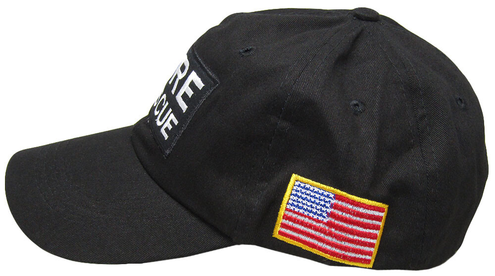 Fuoco Rescue Nero Toppa Bandiera USA Su Lato Ricamato Cappellino Baseball ( Ruf - Foto 4