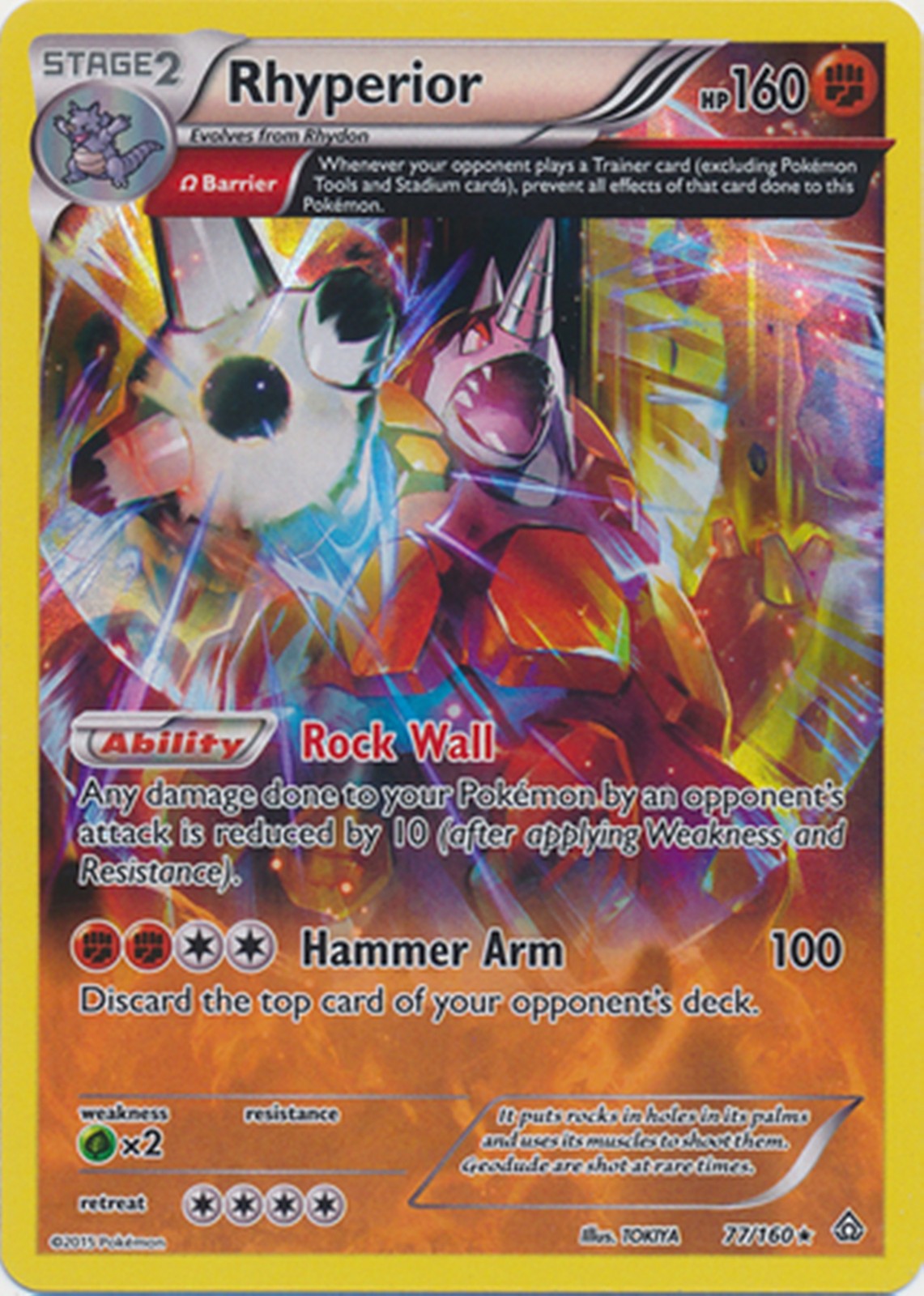 Rhyperior 77/160 XY Primal Clash HOLO PERFECT MINT! Pokemon