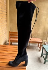 Stuart Weitzman  HIGHLAND Black SUEDE Over the knee THIGH HIGH BOOTS 7.5