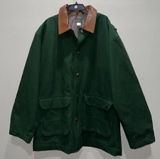 Stall & Dean Jacket Men's Size 4XL  Green Leather Collar Trim And Waist Straps