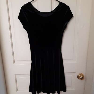 Love...ady Women/Junior M Black Velvet Casual Party Dress | eBay