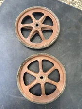 Vintage Metal Rim Rubber Tires 6” Cart Wagon Stroller Tires Spiked Wheels 2 tire