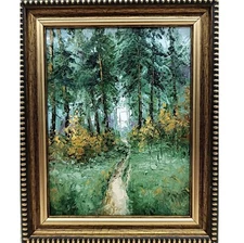 original oil painting framed landscape art Rural landscape Summer Landscape 4x5