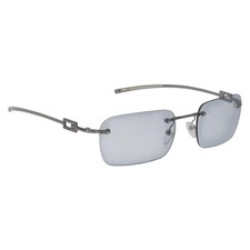 GUCCI Rimless Sunglasses Metal Silver Light Blue Auth SW2615V