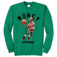 NEW STREETWEAR ON DEMAND AIR MJ TOON GREEN Crew Sweater SM-4XLARGE MADE IN USA