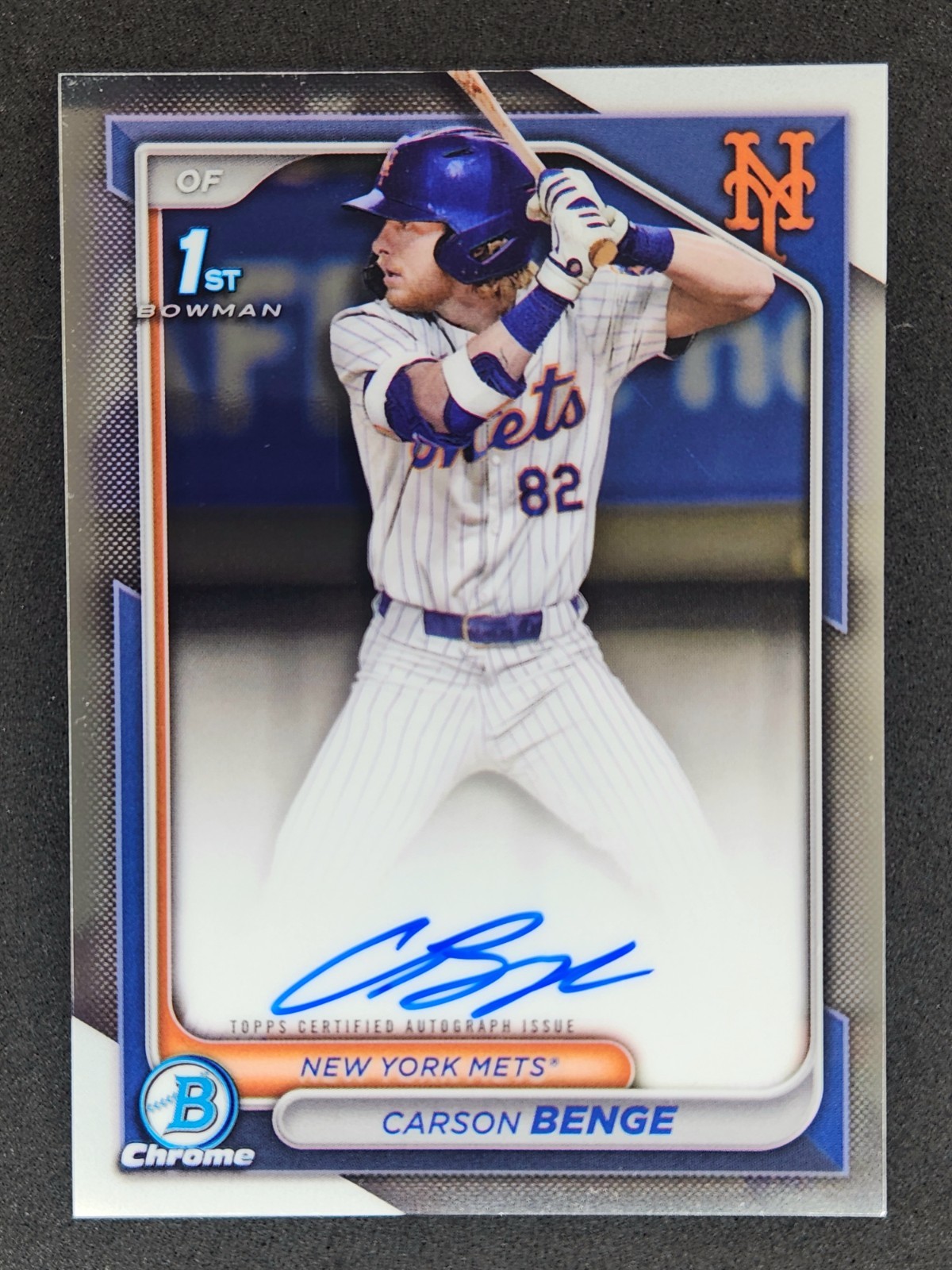 Carson Benge 2024 Bowman Chrome 1st Auto #CPA-CBG New York Mets RC Rookie