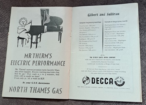 1954 D`Oyly Carte programme Gilbert & Sullivan Princess Ida Savoy Theatre - Picture 5 of 6