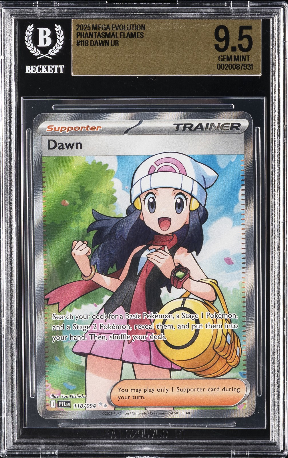 2025 POKEMON MEG PHANTASMAL FLAMES ULTRA RARE #118 DAWN BGS 9.5