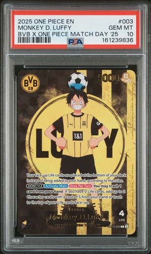 2025 ONE PIECE PROMOS BVB X ONE PIECE MATCH DAY 2025 #003 MONKEY D. LUFFY PSA 10