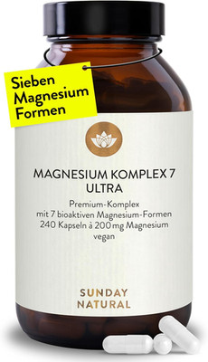SUNDAY NATURAL  Magnesium Komplex   240 Kapseln - 400Mg Pro Tag - Aus 7 Verbindu