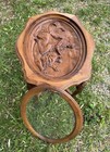 Carved Wood End Coffee Serving Tray Accent Table Walnut Rose Wood Antique Glass — photo 3