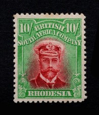 RHODESIA 1913-19 10s ADMIRAL DIE II, SG 241a, FRESH MINT, CAT. £400
