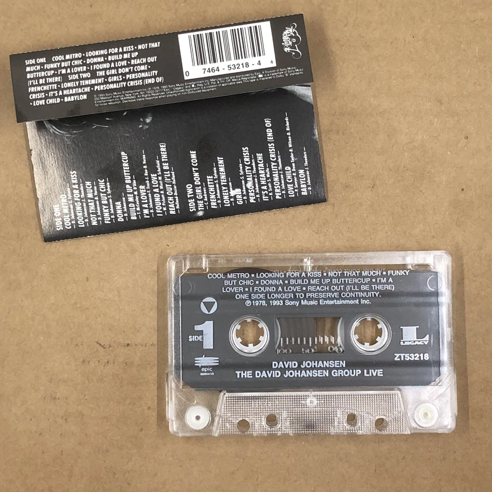 DAVID JOHANSEN GROUP Cassette Tape Punk Glam LIVE NEW YORK DOLLS 90s REISSUE Foto 2 de 4