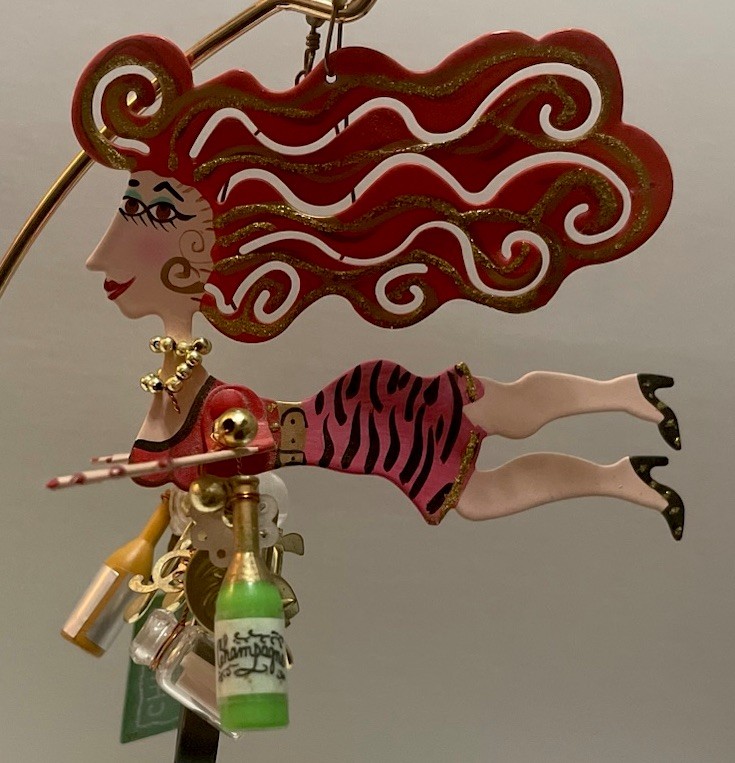 Silvestri Karen Rossi Fanciful Flights Metal Ornament- Music Fan? Reporter?
