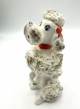 Figurine caniche blanc porcelaine années 50