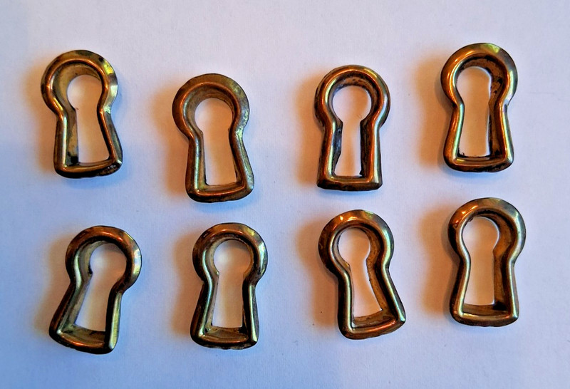 8 Vintage Brass Push In Keyhole Cover Insert Escutcheons Key Hole