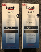 New Lot Of 2 Eucerin Face Night Cream 2.5ozx2 Hyaluronic Vitamin B5 Wrinkles