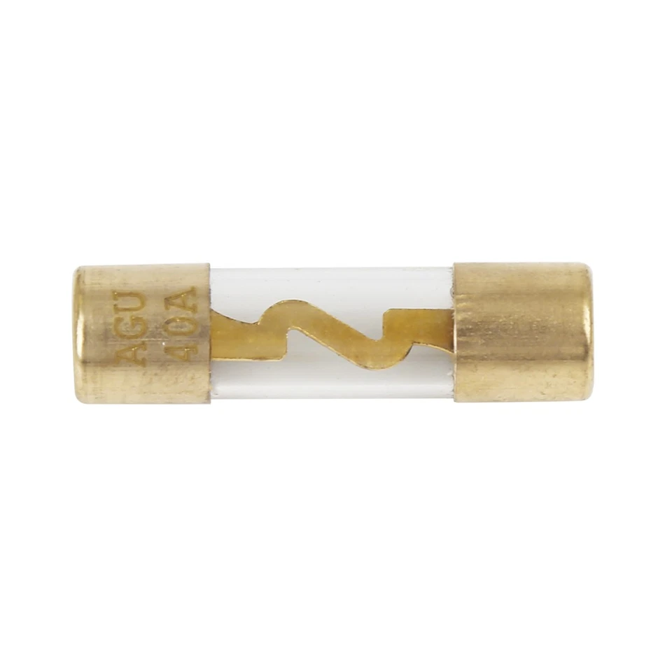 5pcs 40 Amp AGU Fuse Gold Tone Plated DC 32V for Car Audio Video Stereo 38x10mm - Image 3 of 4