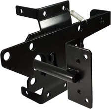 Heavy Duty Self-Locking Gate Latch for Wood/Pvc Fence, Black Steel, Post Mount