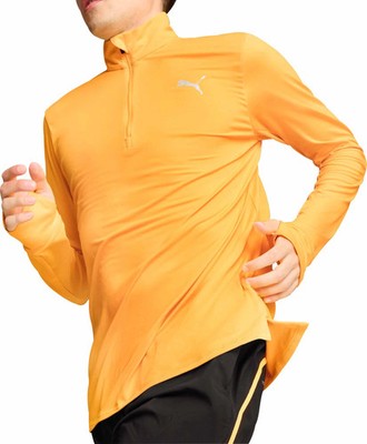 Puma Favourite Herren Lauftop Orange Langarm Half Zip Run Reflective