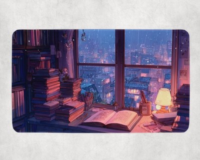 MTG Playmat | Lofi Books Themed TCG Playmat | Unofficial MTG Playmat 