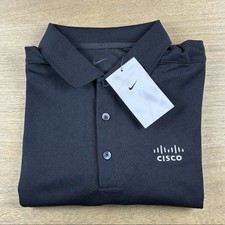 Nike Golf Performance Polo Shirt Cisco Logo Men  s L Black CCIE CCNA NWT