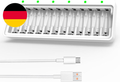 12 Fach Akku Ladegerät AA AAA, Dlyfull Batterieladegerät Für AA AAA NI-MH NI-CD