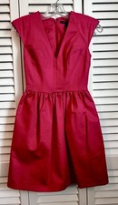 French Connection Pink Cotton Fit & Flare V-Neck Cap Sleeve with Pockets Sz 4