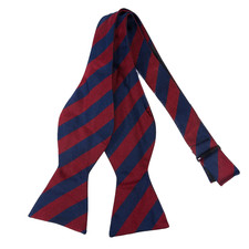 Brooks Brothers Bow Tie 346 Silk Navy Red Repp Stripe Self Tie Adjustable USA