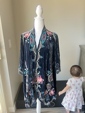 Johnny Was Velvet Robe Embroidery
