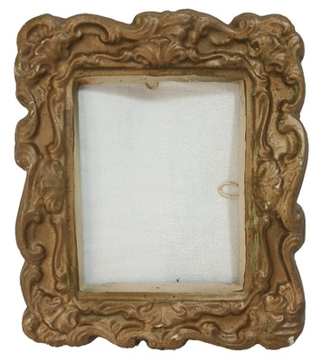 Antique Vintage Picture Frame Ornate Plaster Rococo Baroque Gold Paint Fits 3X4''