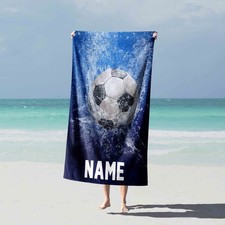 Personalised Football Splash Name Towel Custom Sport Football Bath Towel for Boy