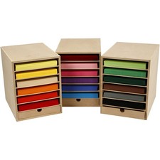 A4 Paper Card Storage Filing Cabinet MDF Wooden 6 Shelves 1 Drawer Chemist Shops