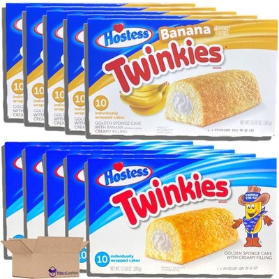 Hostess Banana & Original Twinkies Bulk Combo Pack   | 10 Count Box | Pack of 10