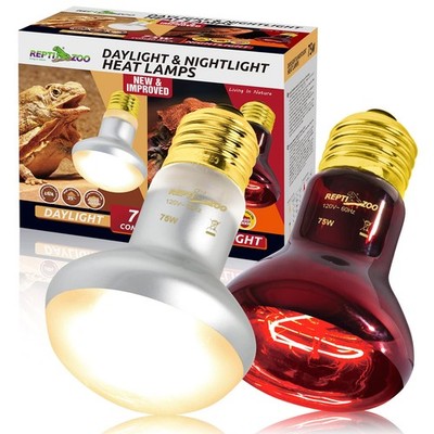 75W Reptile Heat Lamp Bulb, 2PCS Day & Night Basking Spot Light Combo Pack In...