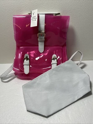 Body Central Y2K Hot Pink Clear Jelly Backpack NWT Vintage Clear Bag - Image 1 of 3