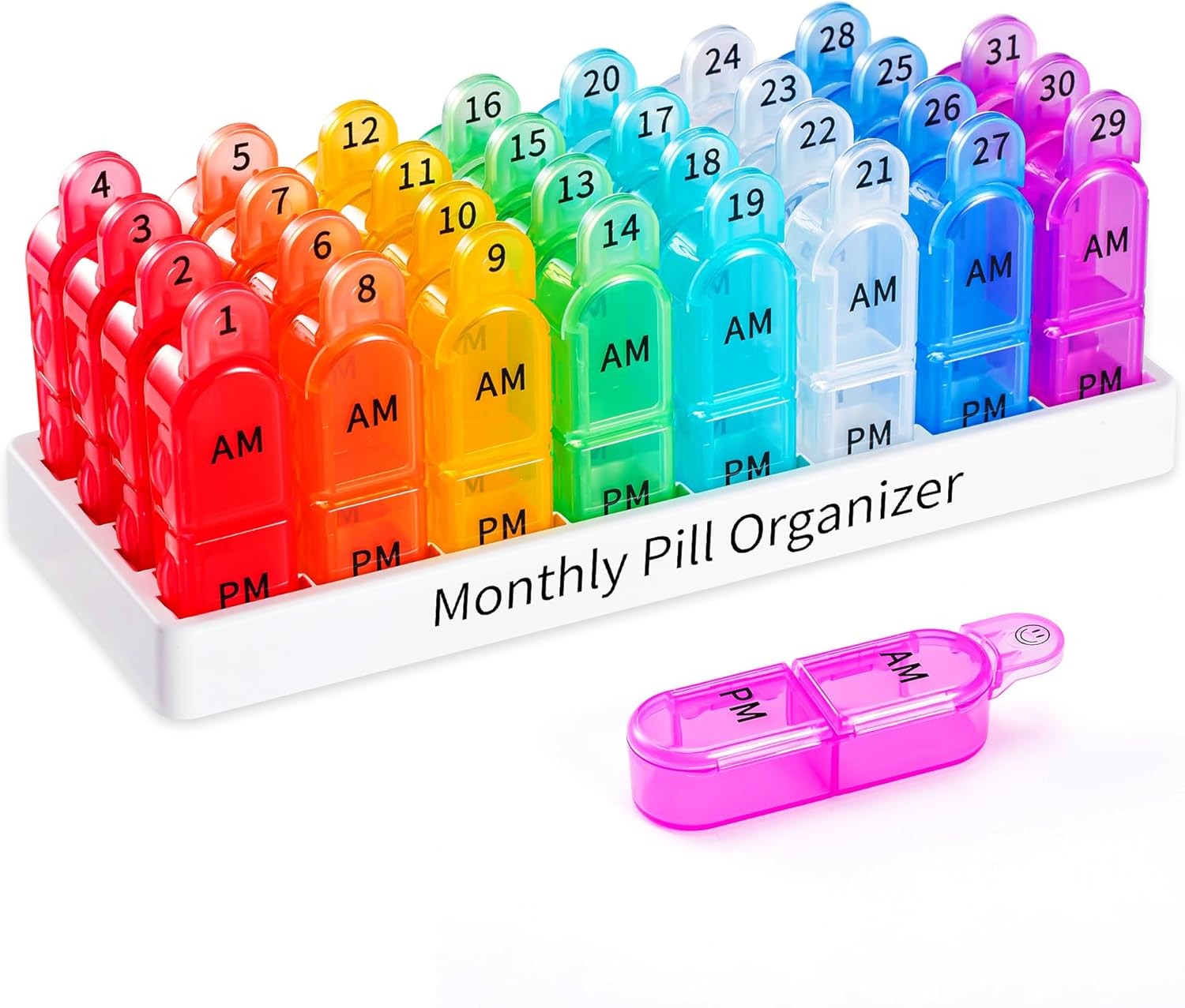 Daviky Monthly Pill Box Organizer 2 Times a Day - 30 Day Pill Box AM PM,BPA Free