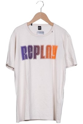 Replay T-Shirt Herren Oberteil Shirt Sportshirt Gr. L Baumwolle Crem... #zzb3p60
