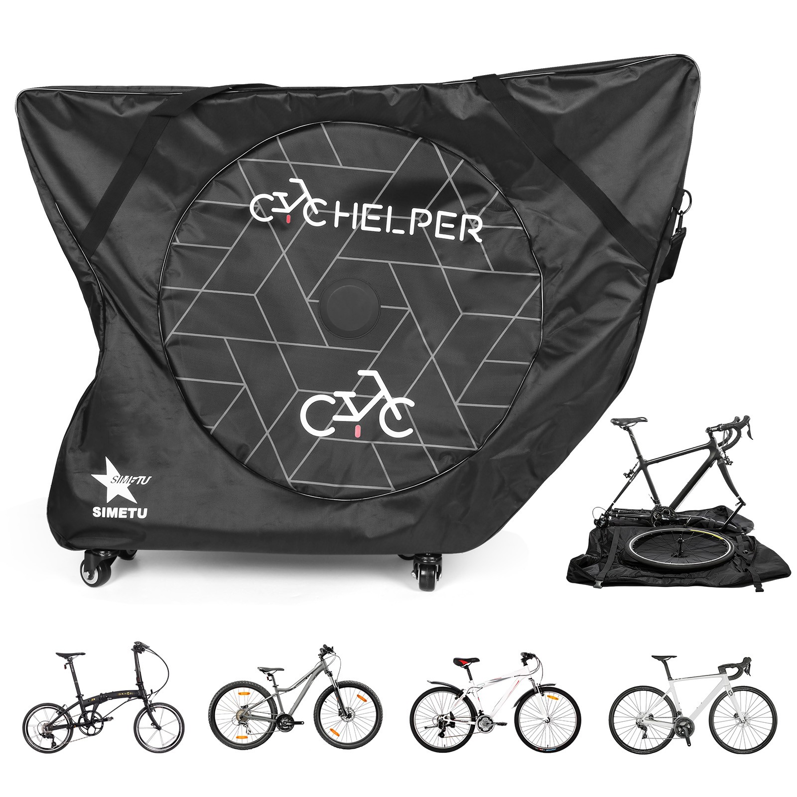 Bike Storage Bag with Wheels Bicycle Storage Carry Bag Fits Road & TT Bikes