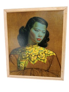 Vintage Vladimir Tretchikoff Miss Wong Framed Print Preloved Collectable
