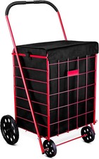 "Folding Grocery Basket Cart Shopping Wheel Large Utility Laundry 18"" X 15"" X