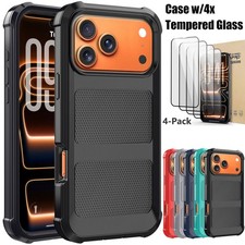 For iPhone 18 Pro Max/18 Pro/17 Pro Max/17 Pro Case Rugged Cover /Tempered Glass
